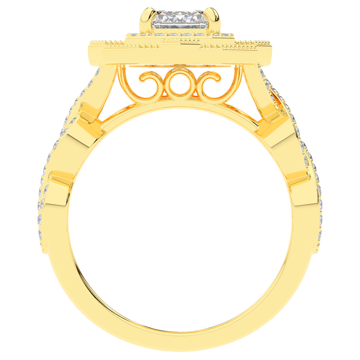 1.90CT.TW EMERALD CUT LAB DIAMOND HALO ENGAGEMENT RING - Nazarelle
