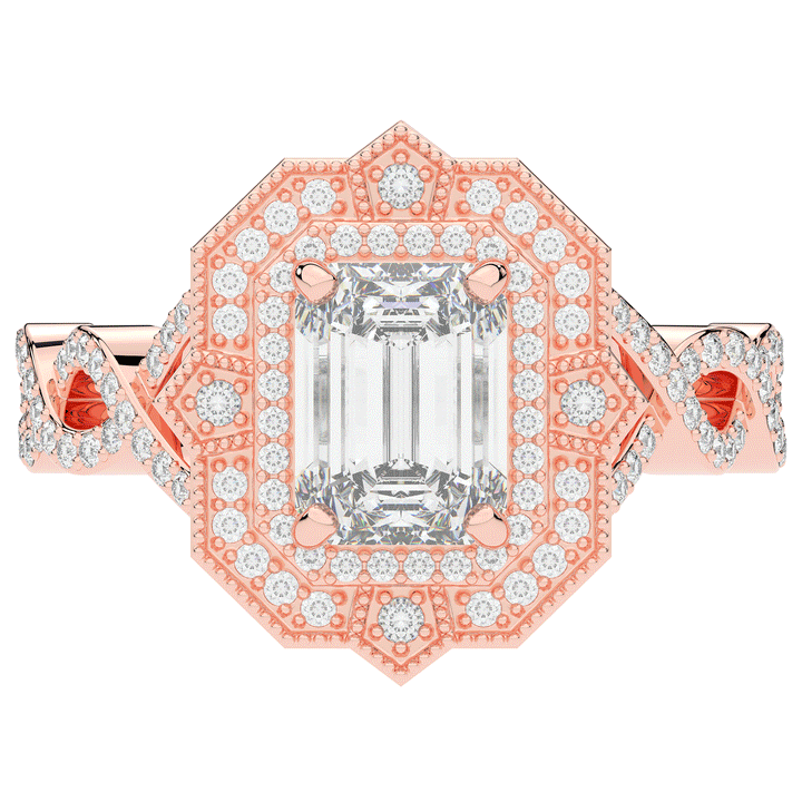 1.90CT.TW EMERALD CUT LAB DIAMOND HALO ENGAGEMENT RING - Nazarelle