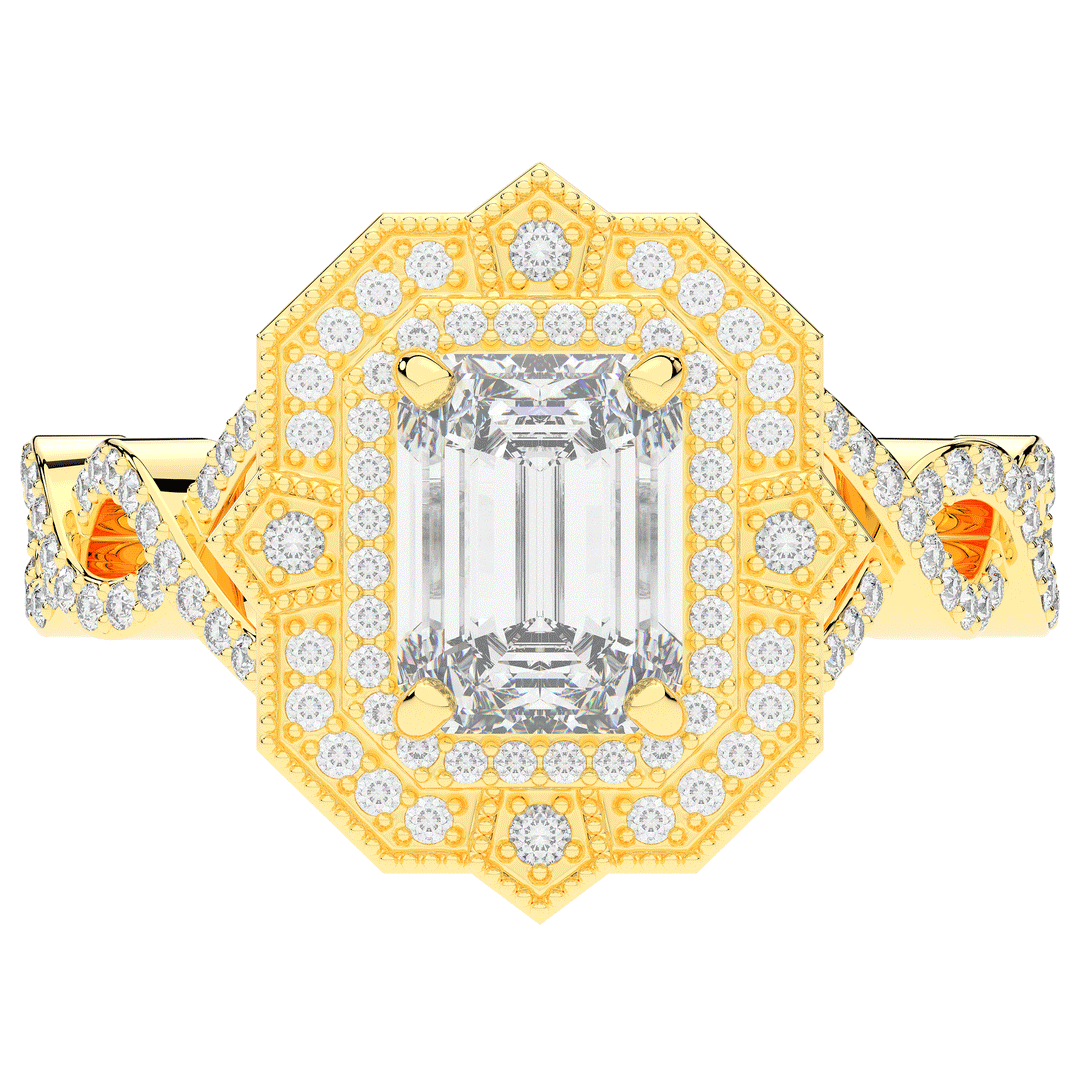 1.90CT.TW EMERALD CUT LAB DIAMOND HALO ENGAGEMENT RING - Nazarelle
