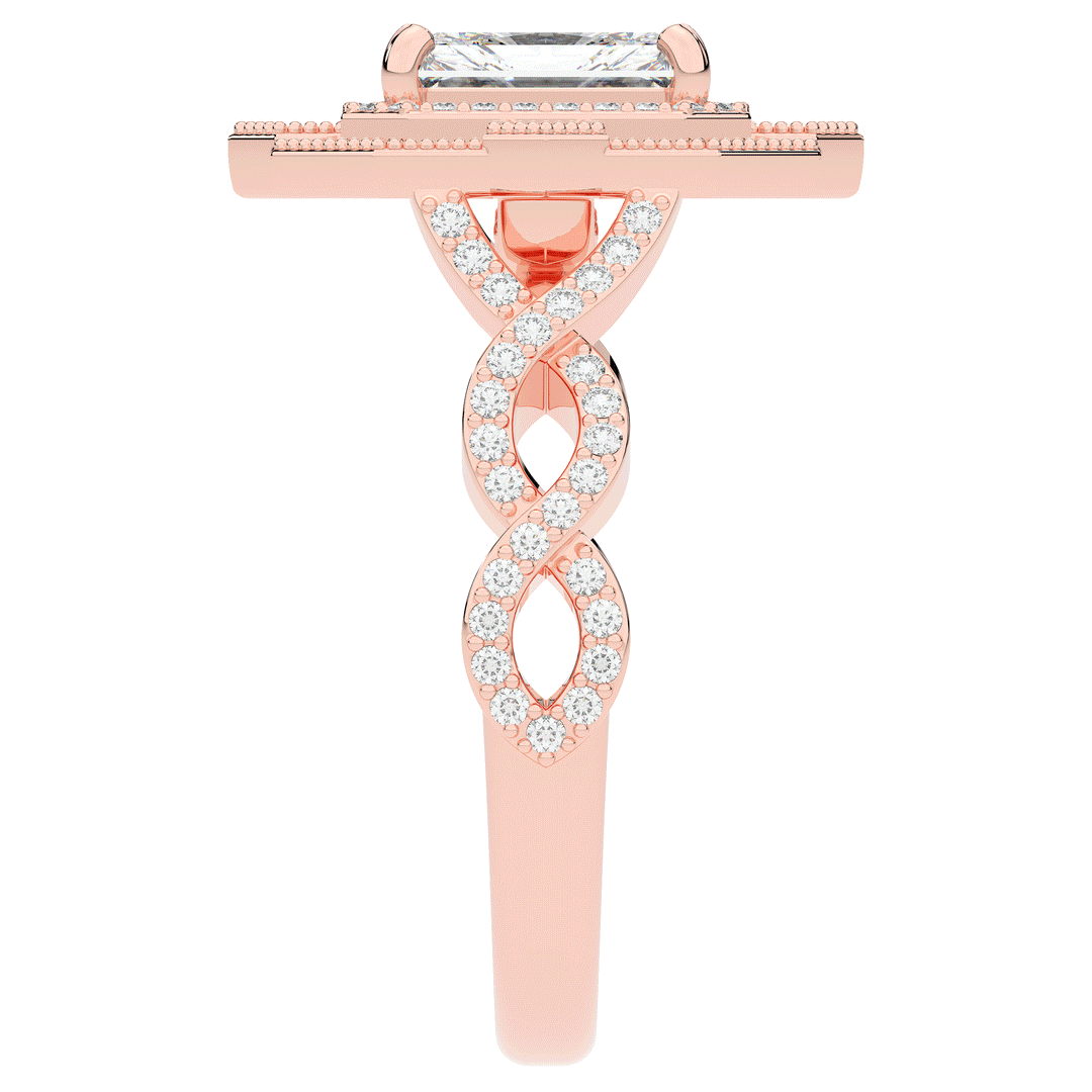 1.90CT.TW RADIANT LAB DIAMOND HALO ENGAGEMENT RING - Nazarelle