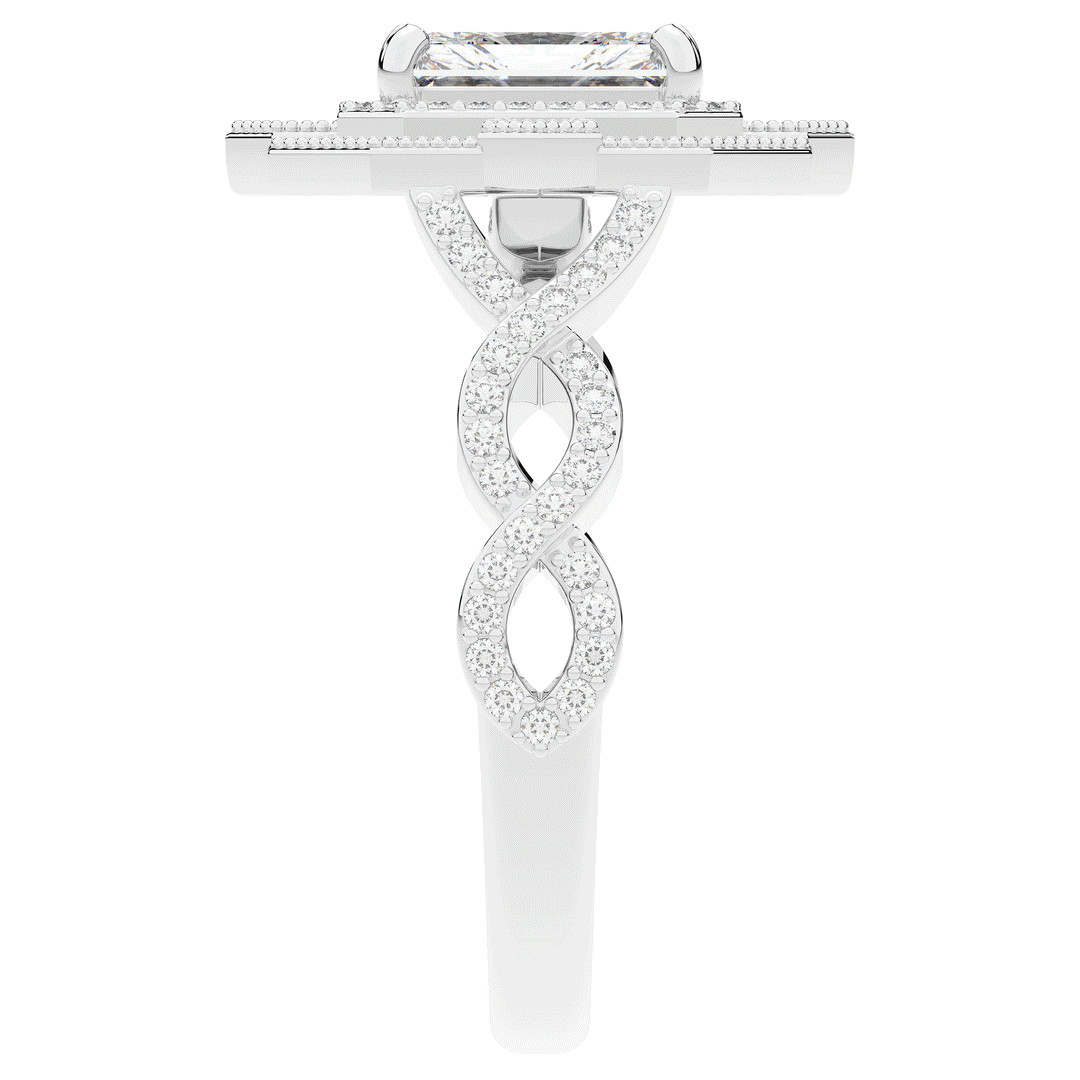 1.90CT.TW RADIANT LAB DIAMOND HALO ENGAGEMENT RING - Nazarelle