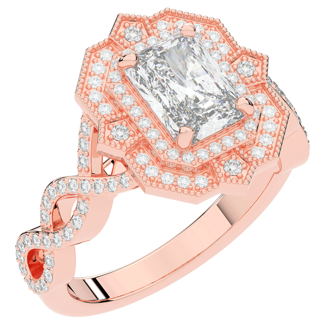 1.90CT.TW RADIANT LAB DIAMOND HALO ENGAGEMENT RING - Nazarelle