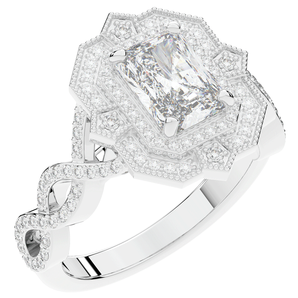 1.90CT.TW RADIANT LAB DIAMOND HALO ENGAGEMENT RING - Nazarelle
