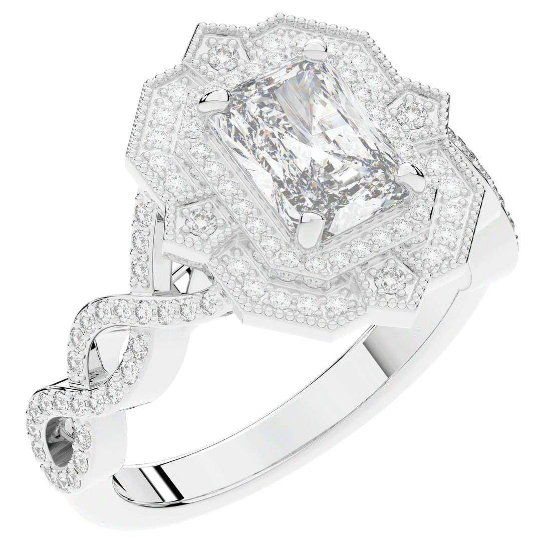 1.90CT.TW RADIANT LAB DIAMOND HALO ENGAGEMENT RING - Nazarelle