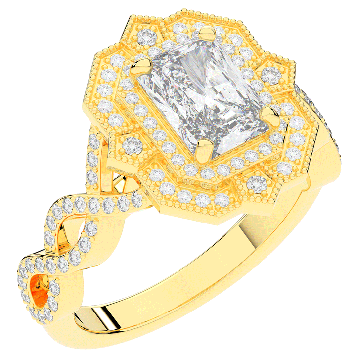 1.90CT.TW RADIANT LAB DIAMOND HALO ENGAGEMENT RING - Nazarelle