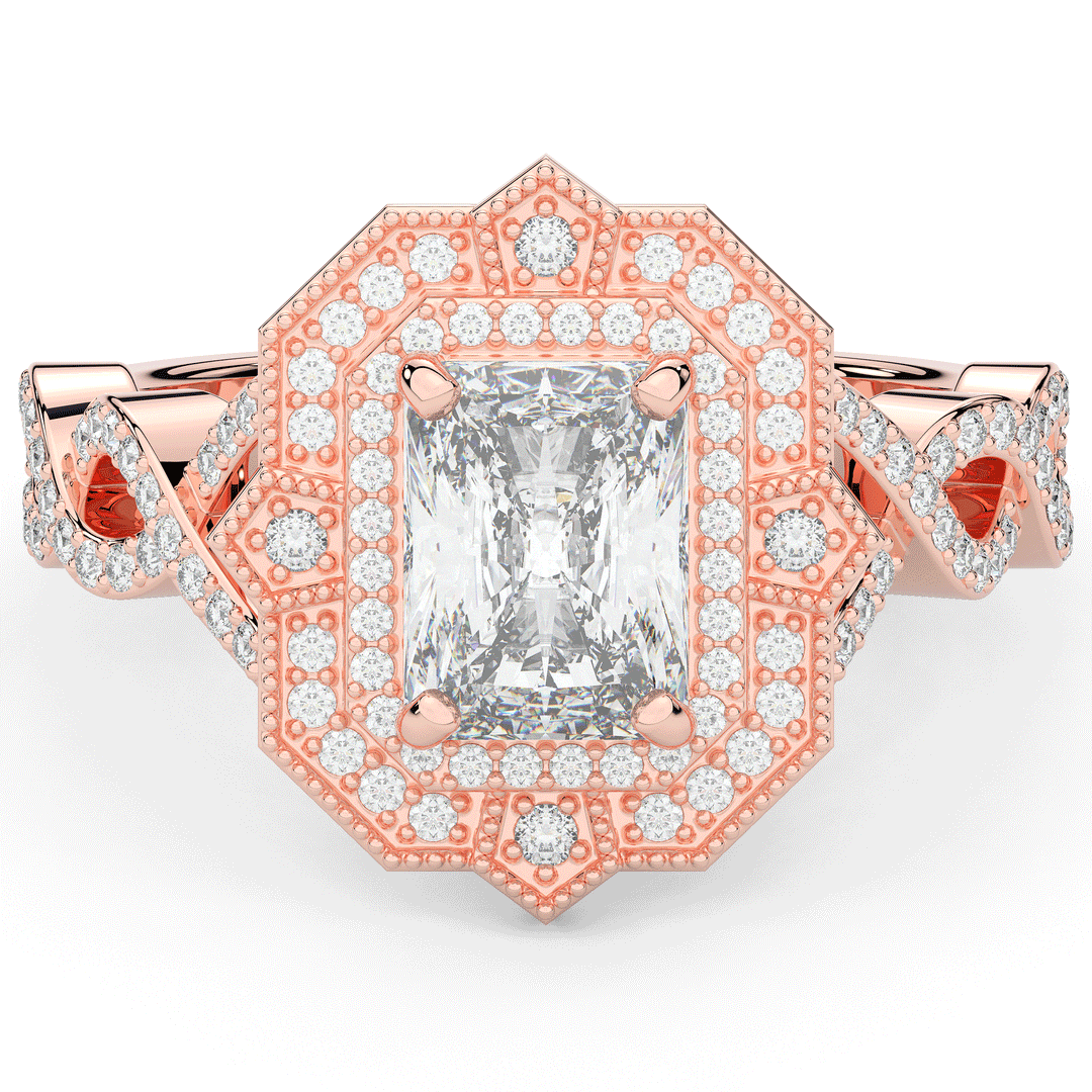 1.90CT.TW RADIANT LAB DIAMOND HALO ENGAGEMENT RING - Nazarelle