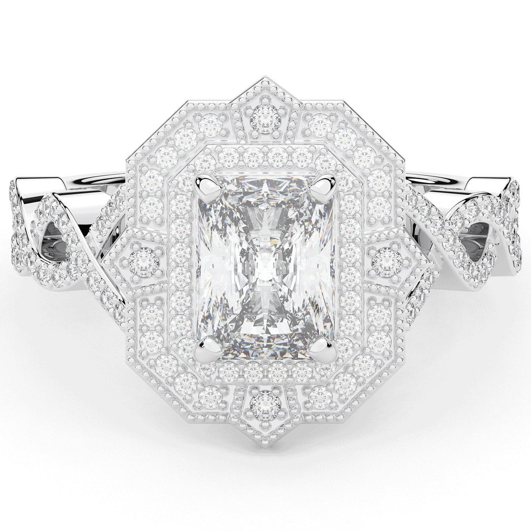 1.90CT.TW RADIANT LAB DIAMOND HALO ENGAGEMENT RING - Nazarelle