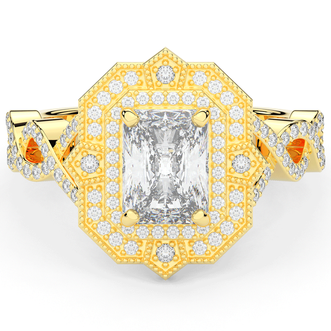 1.90CT.TW RADIANT LAB DIAMOND HALO ENGAGEMENT RING - Nazarelle