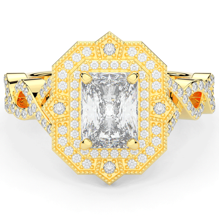 1.90CT.TW RADIANT LAB DIAMOND HALO ENGAGEMENT RING - Nazarelle