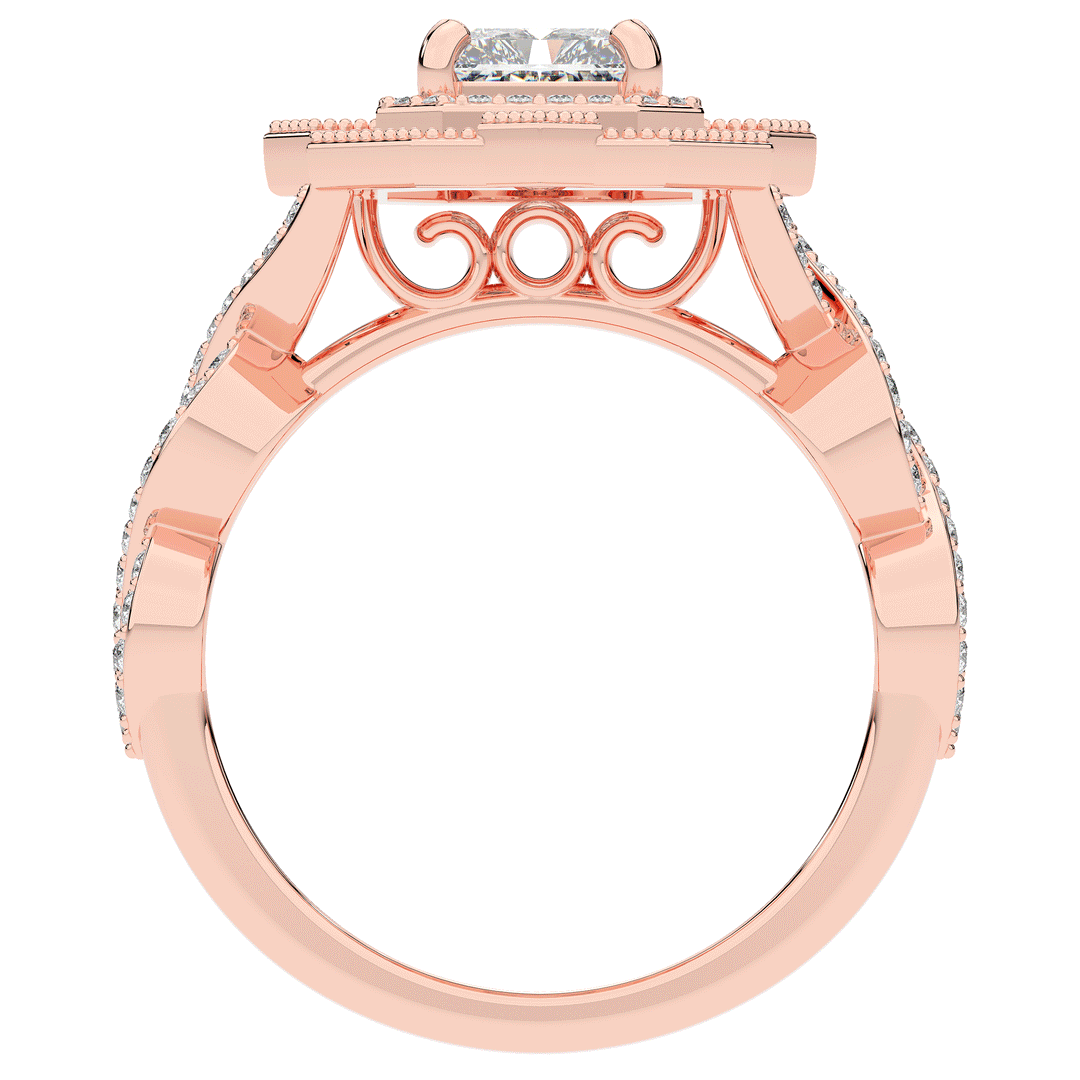 1.90CT.TW RADIANT LAB DIAMOND HALO ENGAGEMENT RING - Nazarelle