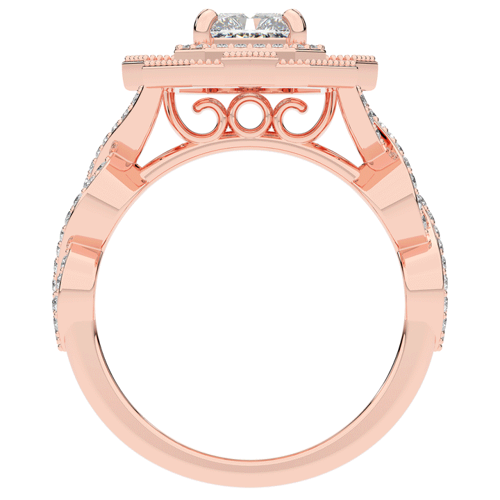 1.90CT.TW RADIANT LAB DIAMOND HALO ENGAGEMENT RING - Nazarelle