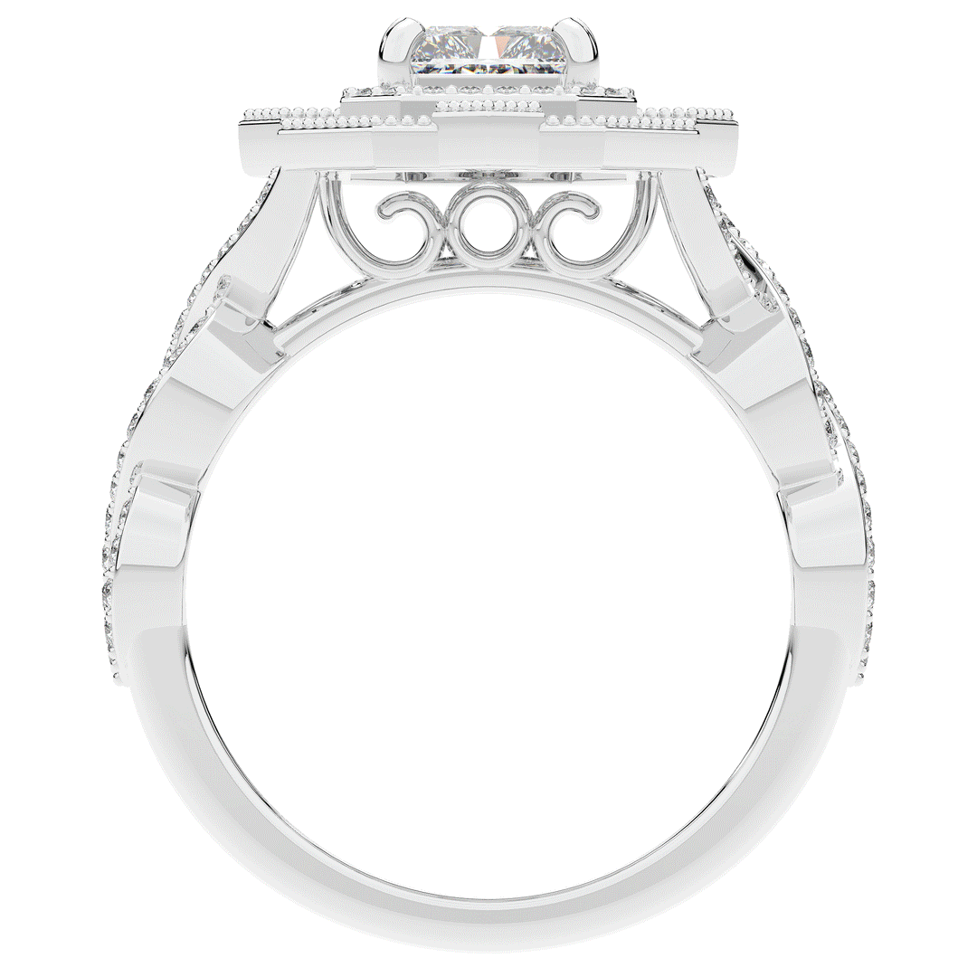 1.90CT.TW RADIANT LAB DIAMOND HALO ENGAGEMENT RING - Nazarelle