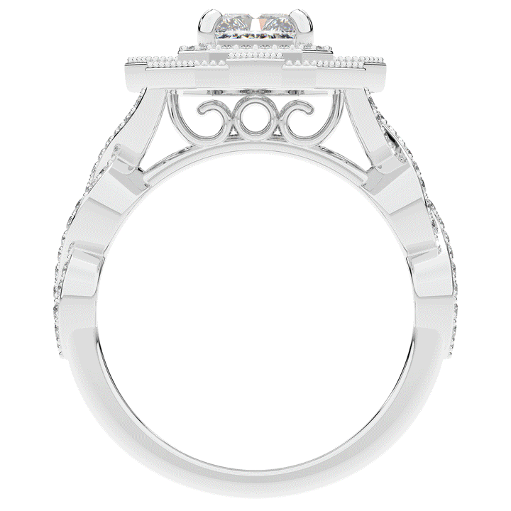 1.90CT.TW RADIANT LAB DIAMOND HALO ENGAGEMENT RING - Nazarelle