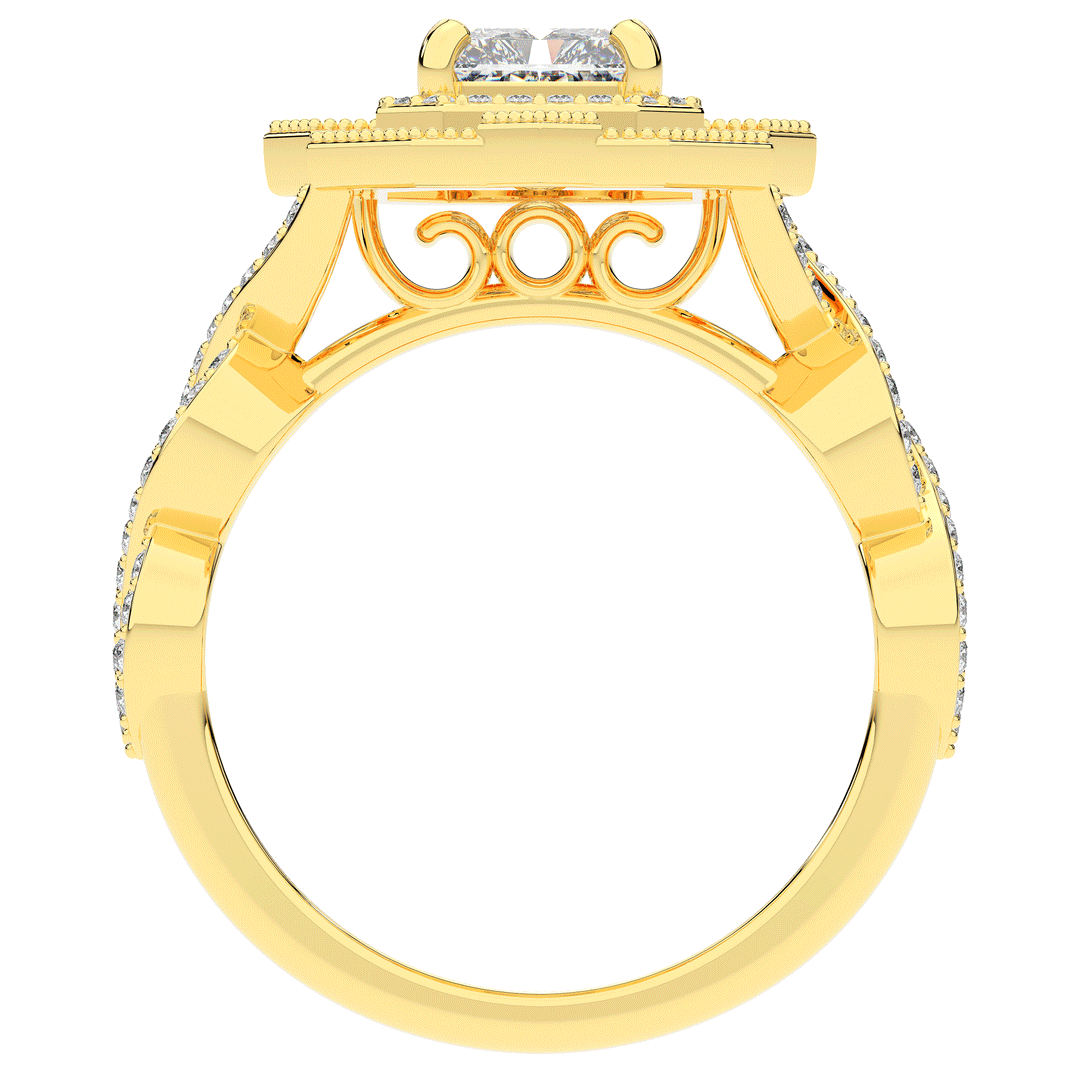 1.90CT.TW RADIANT LAB DIAMOND HALO ENGAGEMENT RING - Nazarelle