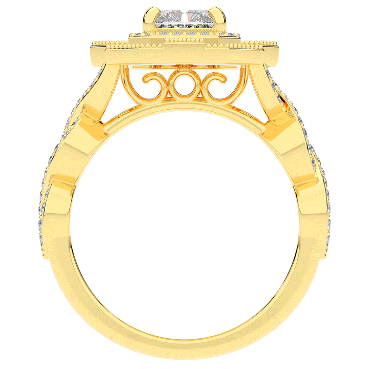 1.90CT.TW RADIANT LAB DIAMOND HALO ENGAGEMENT RING - Nazarelle