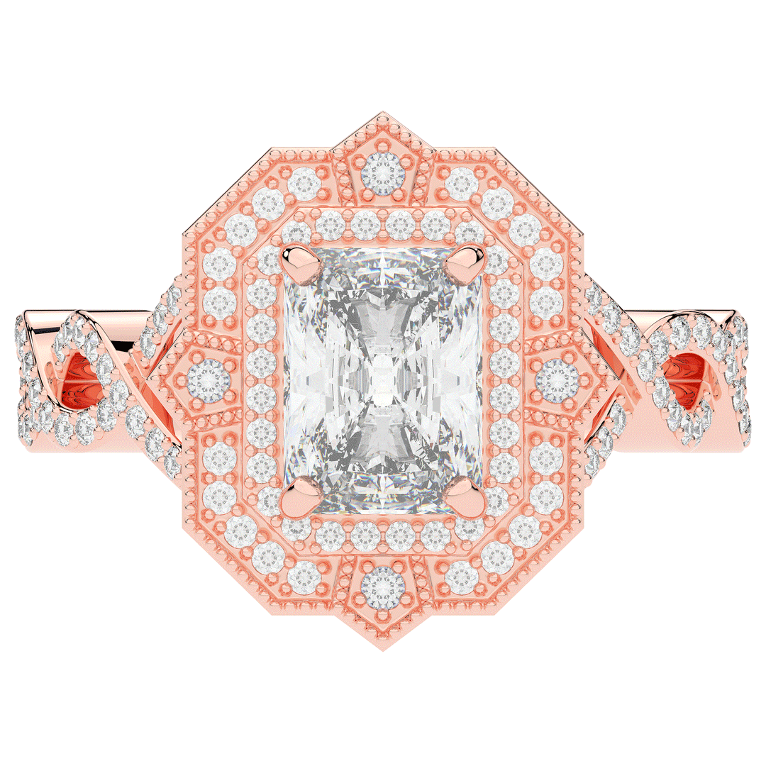 1.90CT.TW RADIANT LAB DIAMOND HALO ENGAGEMENT RING - Nazarelle