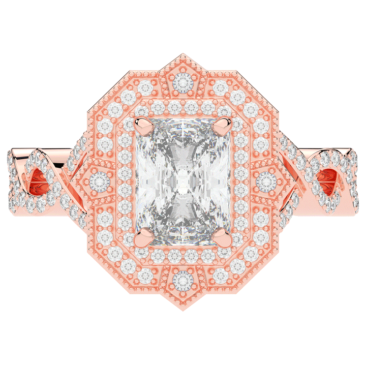 1.90CT.TW RADIANT LAB DIAMOND HALO ENGAGEMENT RING - Nazarelle