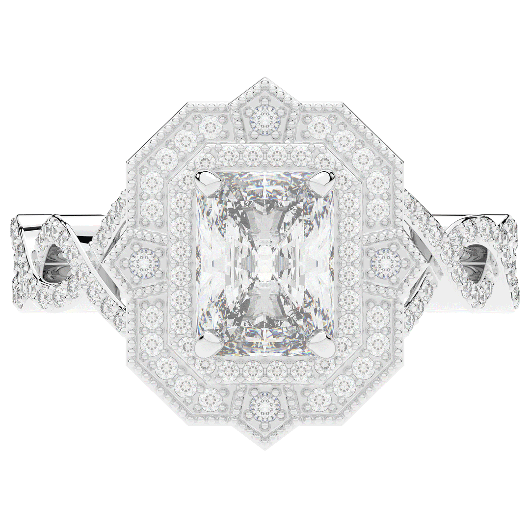 1.90CT.TW RADIANT LAB DIAMOND HALO ENGAGEMENT RING - Nazarelle