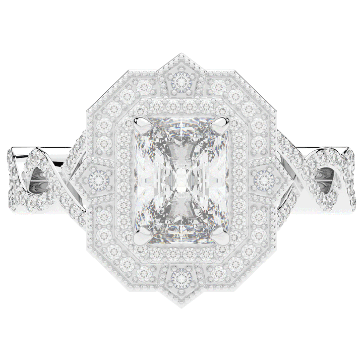 1.90CT.TW RADIANT LAB DIAMOND HALO ENGAGEMENT RING - Nazarelle