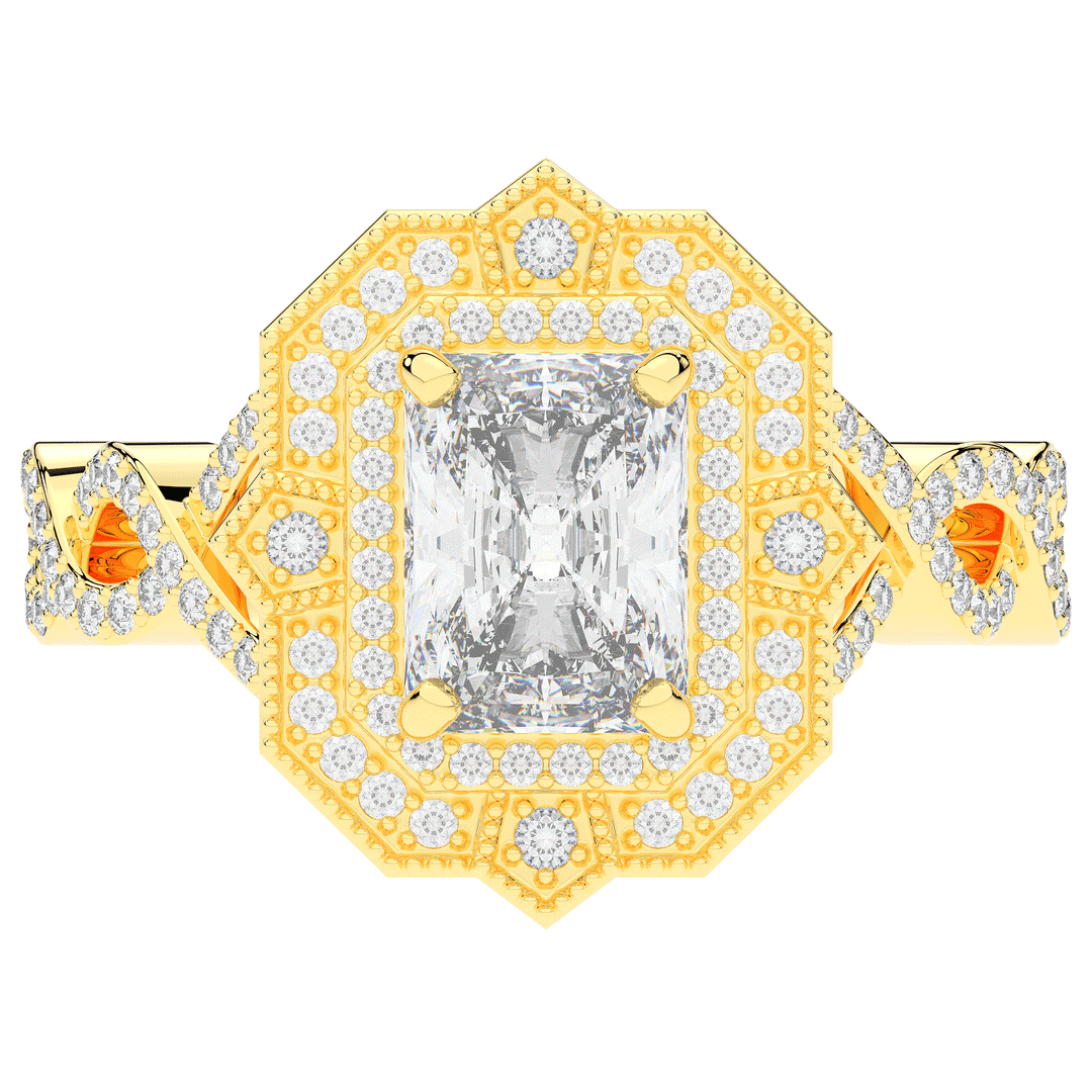 1.90CT.TW RADIANT LAB DIAMOND HALO ENGAGEMENT RING - Nazarelle