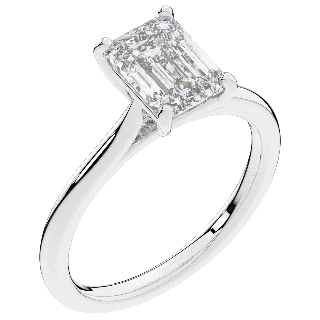 2.00CT.TW EMERALD CUT LAB DIAMOND SOLITAIRE ENGAGEMENT RING - Nazarelle