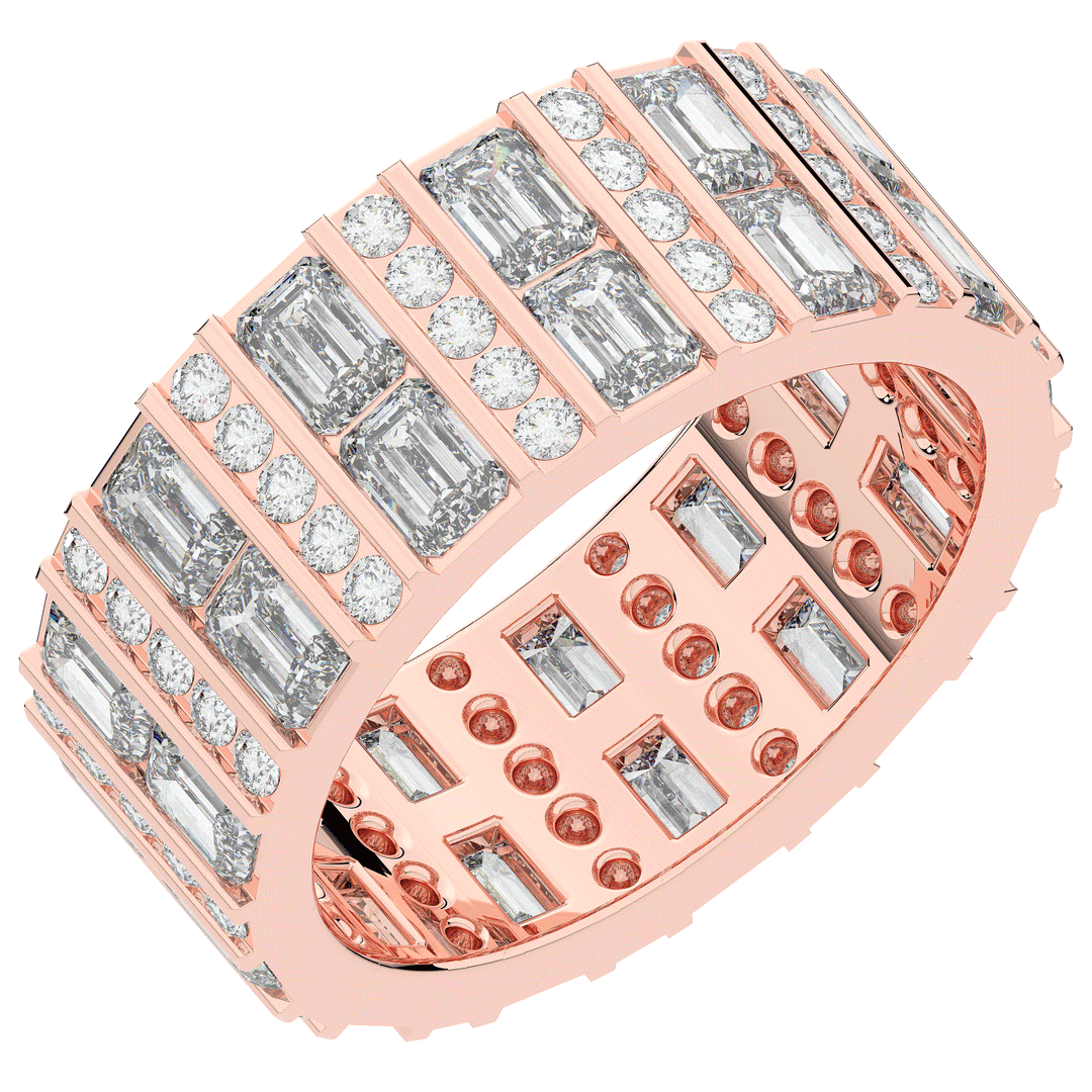 4.90CT.TW EMERALD CUT AND ROUND LAB DIAMOND ETERNITY WEDDING BAND - Nazarelle