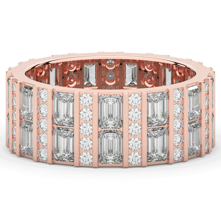 4.90CT.TW EMERALD CUT AND ROUND LAB DIAMOND ETERNITY WEDDING BAND - Nazarelle