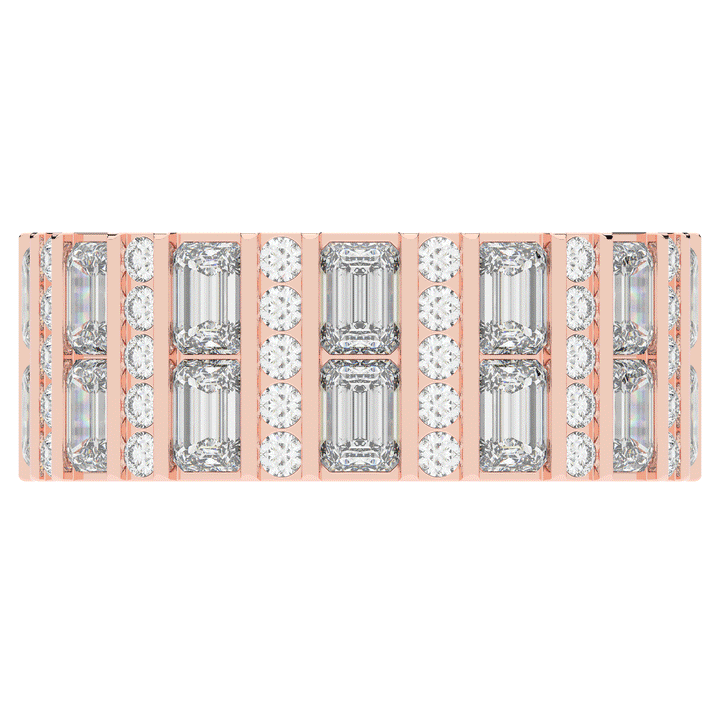 4.90CT.TW EMERALD CUT AND ROUND LAB DIAMOND ETERNITY WEDDING BAND - Nazarelle
