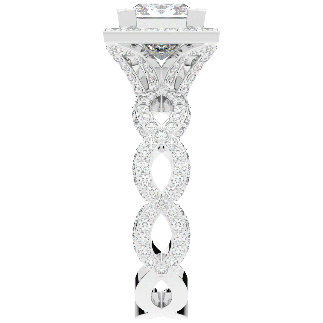 2.40CT.TW PRINCESS LAB DIAMOND HALO ENGAGEMENT RING - Nazarelle