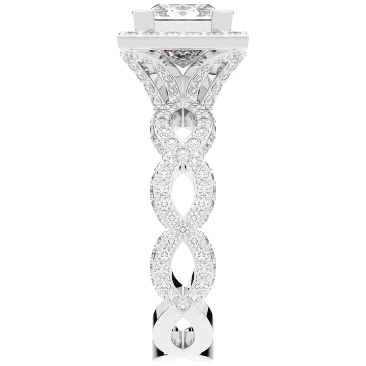 2.40CT.TW PRINCESS LAB DIAMOND HALO ENGAGEMENT RING - Nazarelle