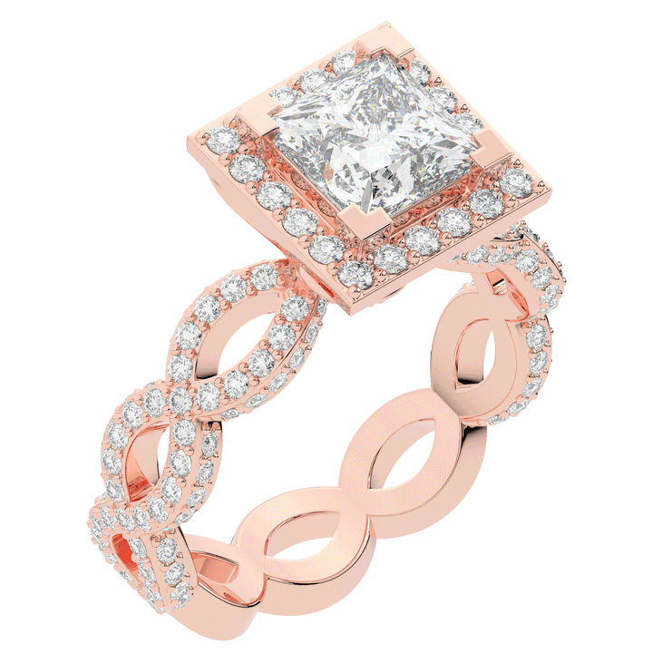 2.40CT.TW PRINCESS LAB DIAMOND HALO ENGAGEMENT RING - Nazarelle