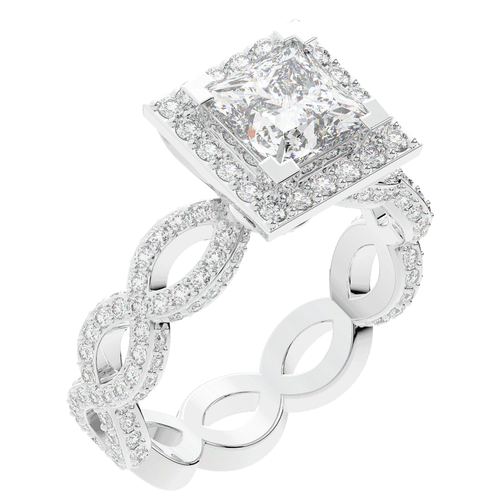 2.40CT.TW PRINCESS LAB DIAMOND HALO ENGAGEMENT RING - Nazarelle