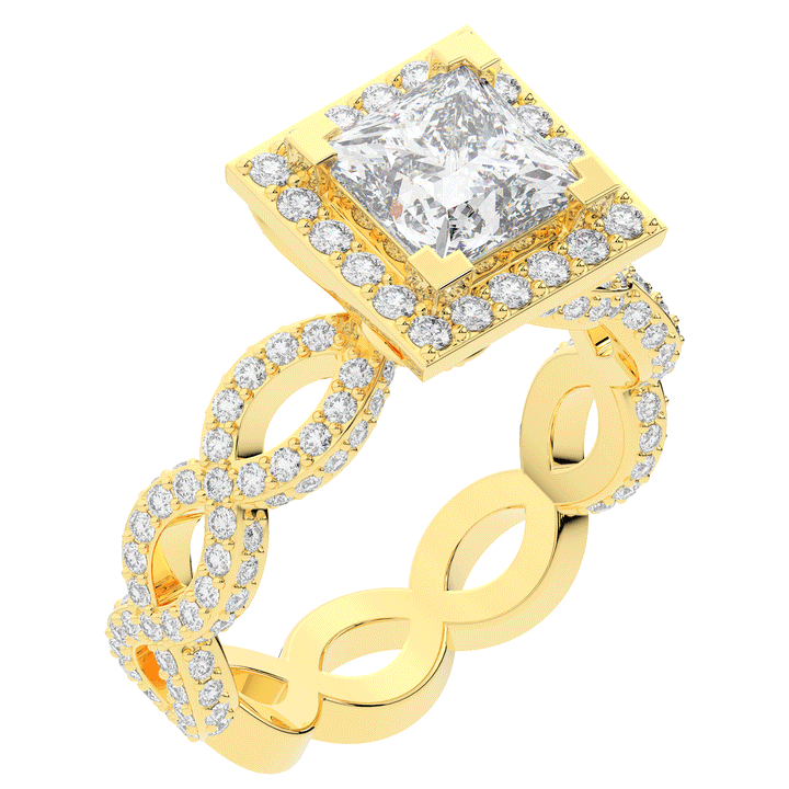 2.40CT.TW PRINCESS LAB DIAMOND HALO ENGAGEMENT RING - Nazarelle