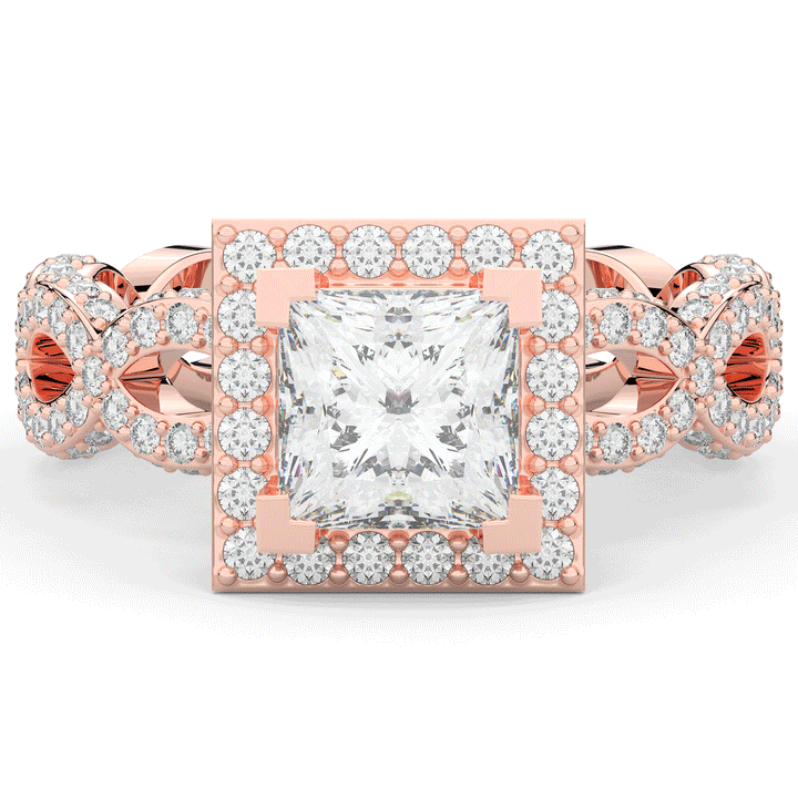 2.40CT.TW PRINCESS LAB DIAMOND HALO ENGAGEMENT RING - Nazarelle