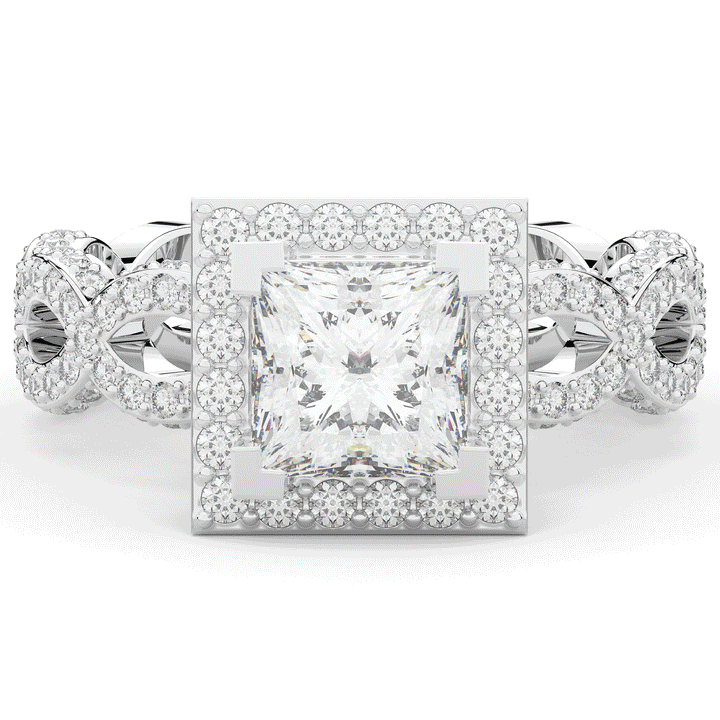 2.40CT.TW PRINCESS LAB DIAMOND HALO ENGAGEMENT RING - Nazarelle