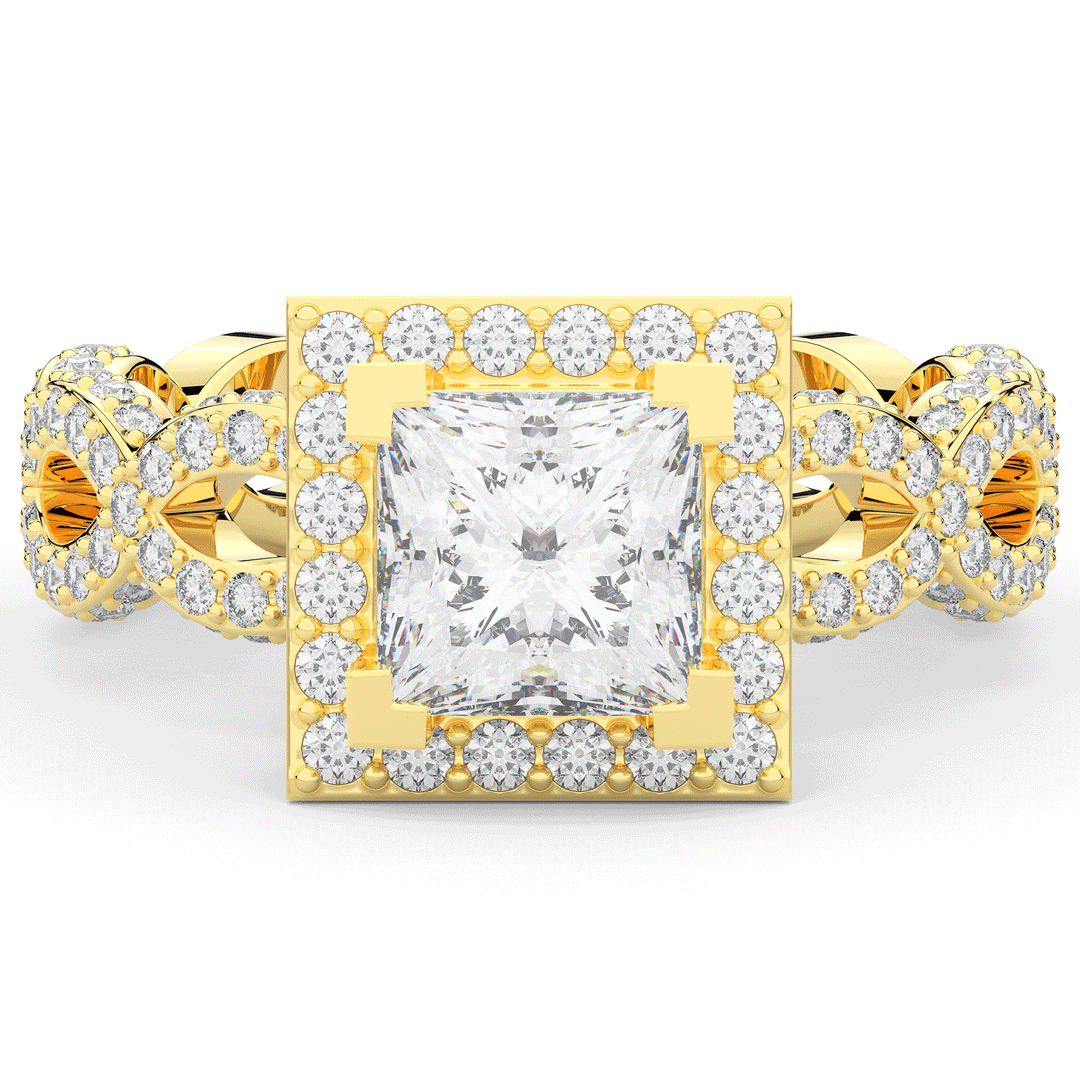 2.40CT.TW PRINCESS LAB DIAMOND HALO ENGAGEMENT RING - Nazarelle