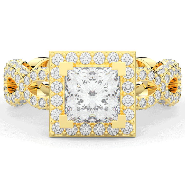 2.40CT.TW PRINCESS LAB DIAMOND HALO ENGAGEMENT RING - Nazarelle