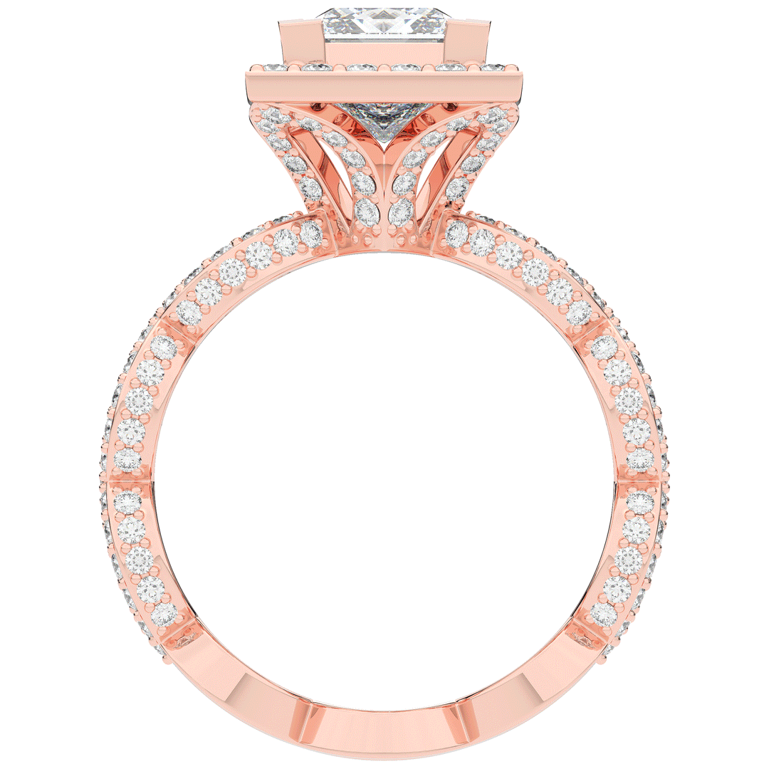 2.40CT.TW PRINCESS LAB DIAMOND HALO ENGAGEMENT RING - Nazarelle