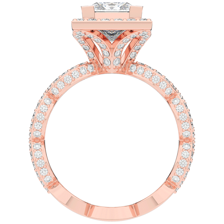 2.40CT.TW PRINCESS LAB DIAMOND HALO ENGAGEMENT RING - Nazarelle