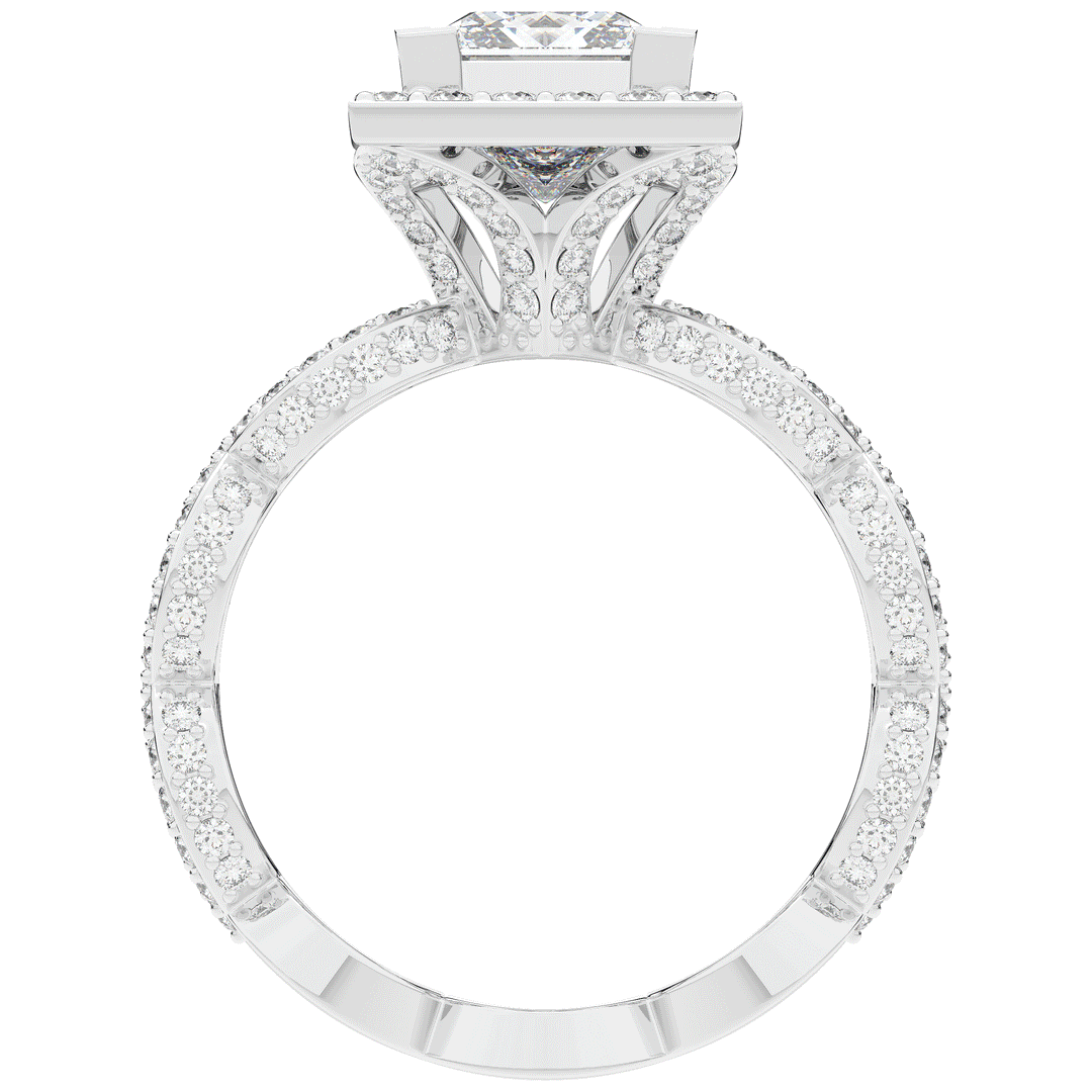 2.40CT.TW PRINCESS LAB DIAMOND HALO ENGAGEMENT RING - Nazarelle