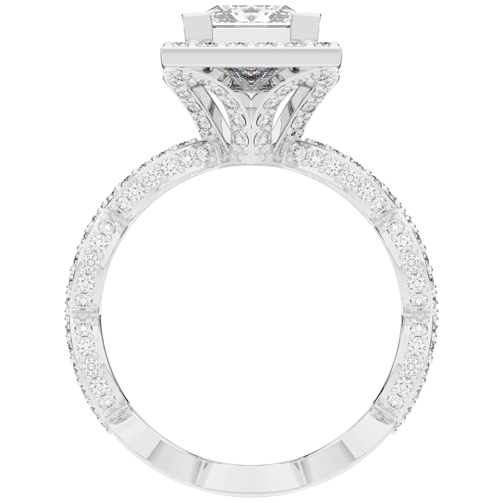 2.40CT.TW PRINCESS LAB DIAMOND HALO ENGAGEMENT RING - Nazarelle