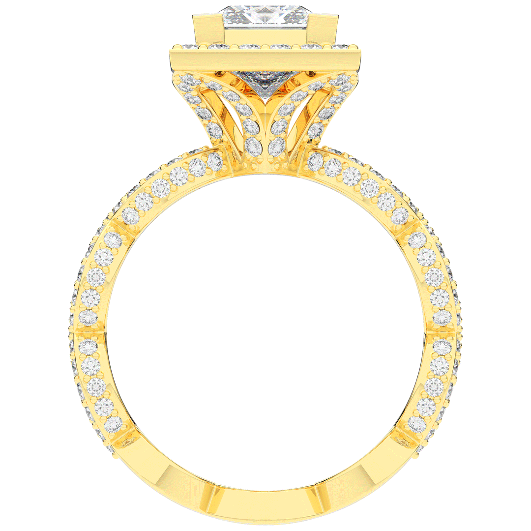2.40CT.TW PRINCESS LAB DIAMOND HALO ENGAGEMENT RING - Nazarelle