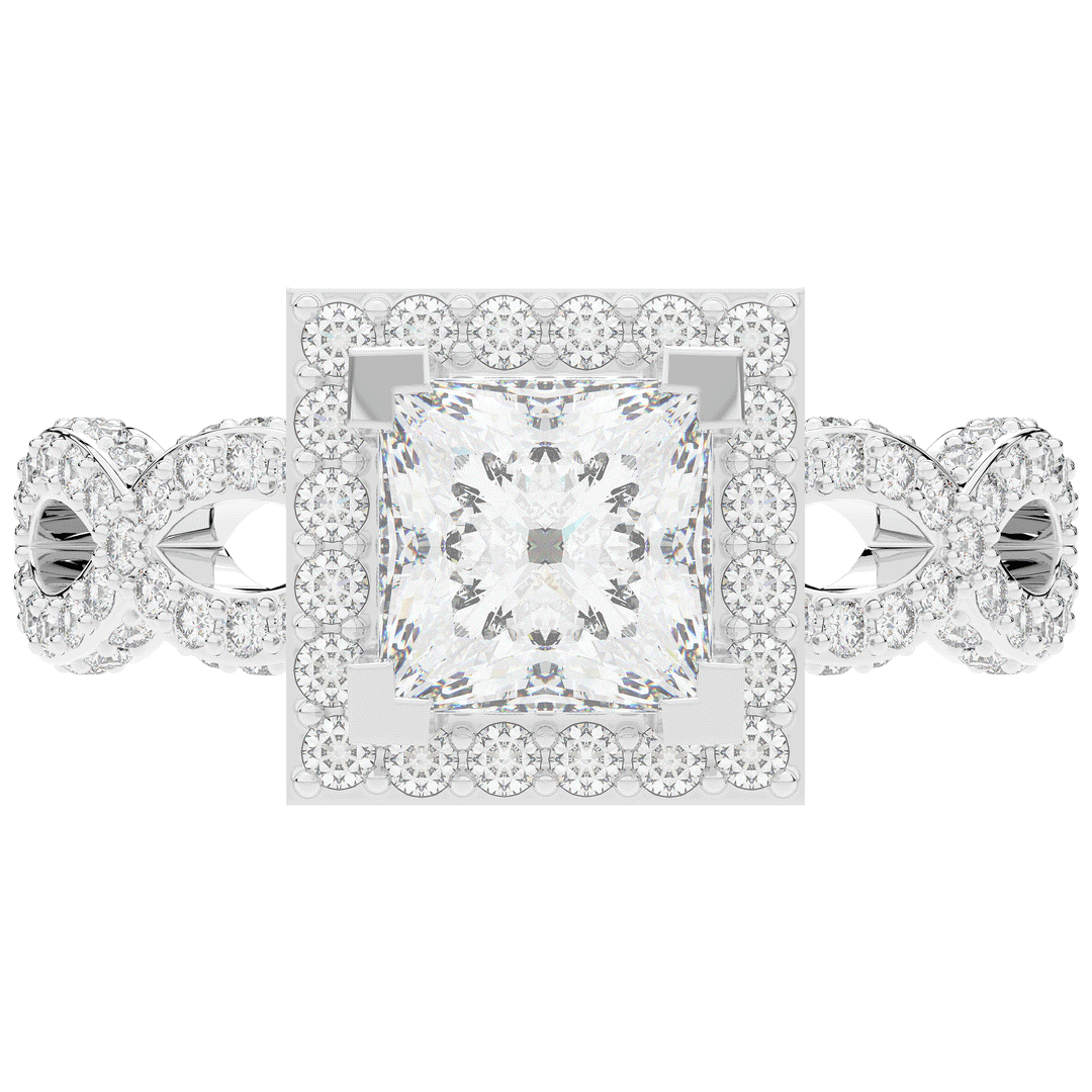2.40CT.TW PRINCESS LAB DIAMOND HALO ENGAGEMENT RING - Nazarelle