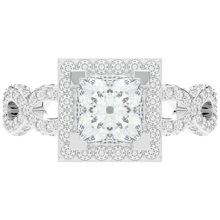 2.40CT.TW PRINCESS LAB DIAMOND HALO ENGAGEMENT RING - Nazarelle