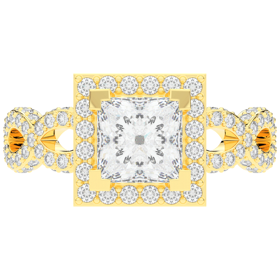 2.40CT.TW PRINCESS LAB DIAMOND HALO ENGAGEMENT RING - Nazarelle