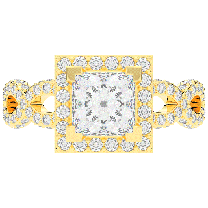 2.40CT.TW PRINCESS LAB DIAMOND HALO ENGAGEMENT RING - Nazarelle