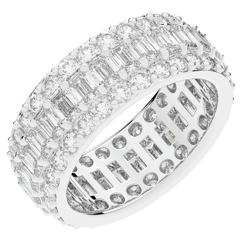 4.75CT.TW EMERALD CUT AND ROUND LAB DIAMOND ETERNITY WEDDING BAND - Nazarelle