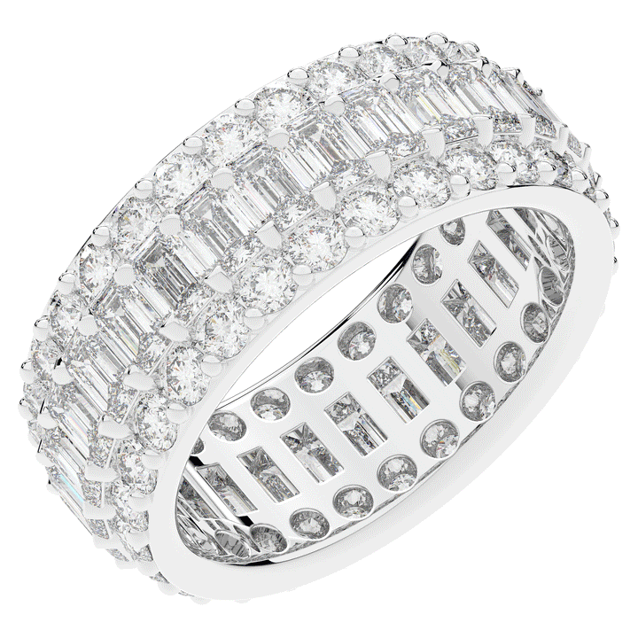 4.75CT.TW EMERALD CUT AND ROUND LAB DIAMOND ETERNITY WEDDING BAND - Nazarelle
