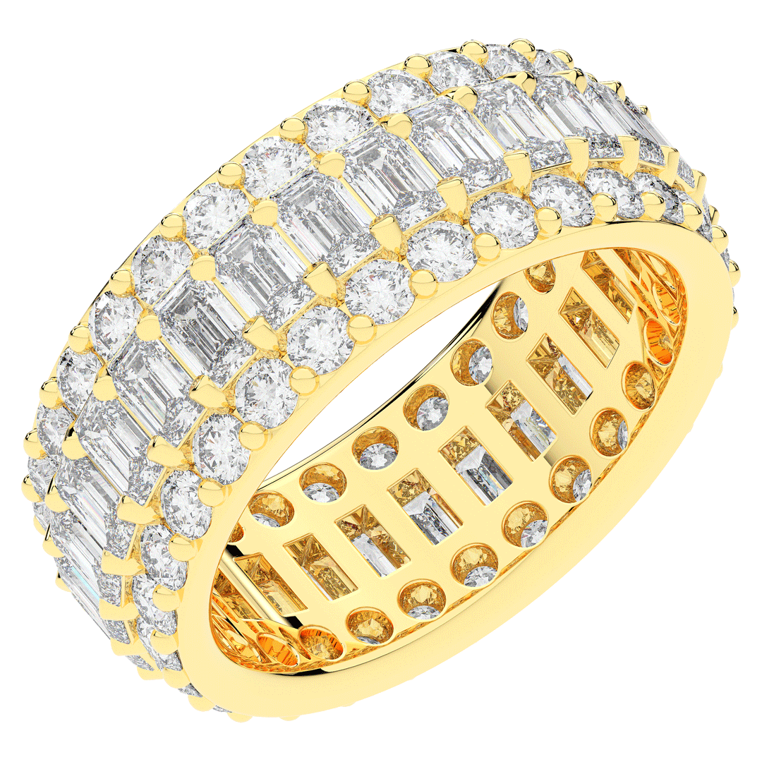 4.75CT.TW EMERALD CUT AND ROUND LAB DIAMOND ETERNITY WEDDING BAND - Nazarelle
