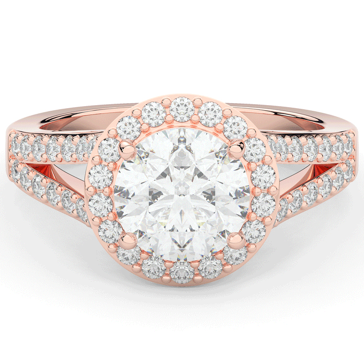 2.50CT.TW ROUND LAB DIAMOND SPLIT SHANK HALO ENGAGEMENT RING - Nazarelle
